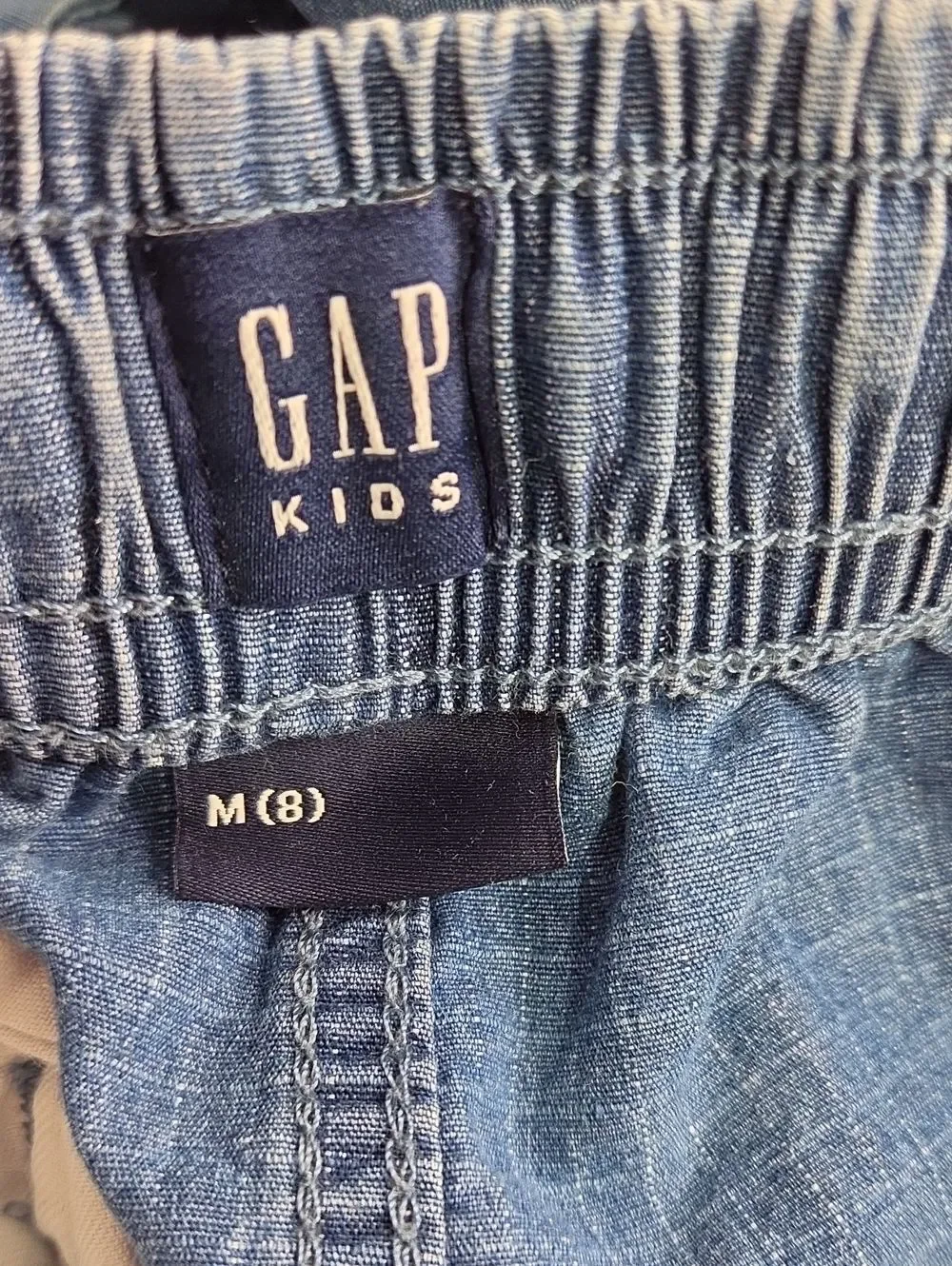 GAP Kids denim-look elastic waist pants in light blue. Size 8. Like New